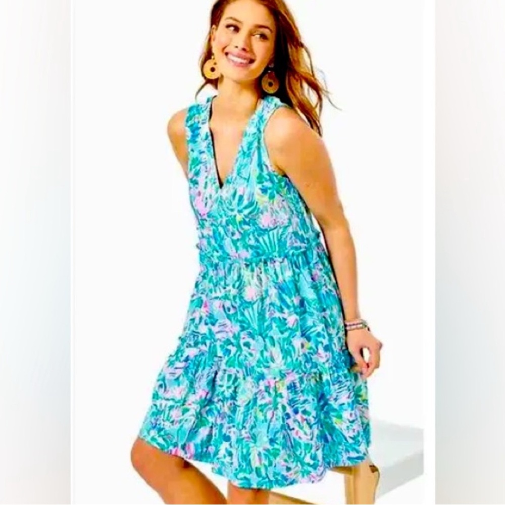 LILLY PULITZER BLUE IBIZA LORINA DRESS Size Large
